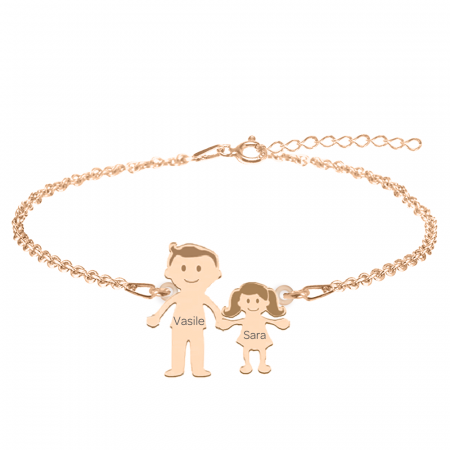Family - Bratara personalizata tata si copilul din argint 925 placat cu aur roz [1]