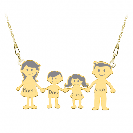 Family - Colier personalizat din argint placat cu aur galben membrii familiei [1]