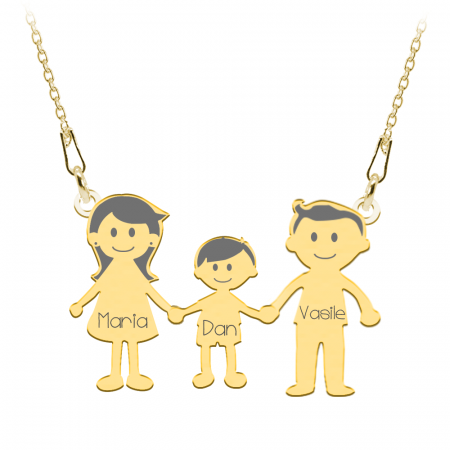 Bijuterii placate cu aur - Family - Colier personalizat din argint placat cu aur galben membrii familiei