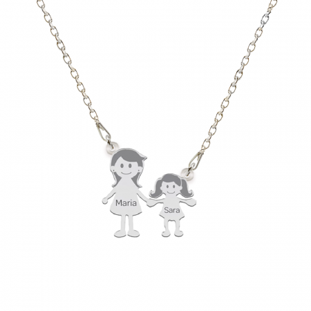 Bijuterii de cuplu si familie - Family - Colier personalizat mama si copilul din argint 925