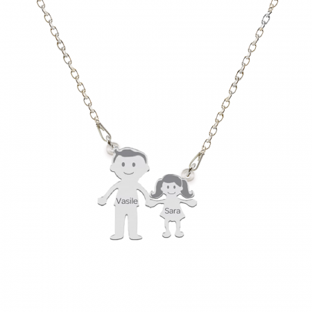 Bijuterii de cuplu si familie - Family - Colier personalizat tata si copilul din argint 925
