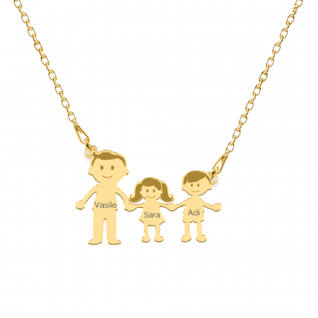 Family - Colier personalizat tata si copilul din argint 925 placat cu aur galben 24K [1]