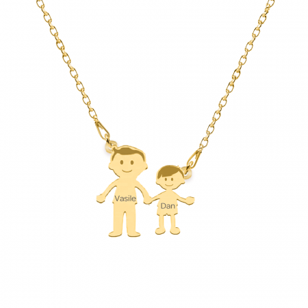 Bijuterii de cuplu si familie - Family - Colier personalizat tata si copilul din argint 925 placat cu aur galben 24K