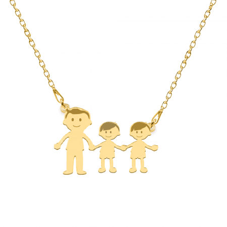Family - Colier personalizat tata si copilul din argint 925 placat cu aur galben 24K [3]