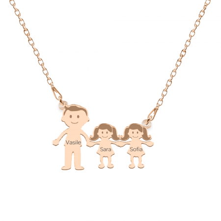 Family - Colier personalizat tata si copilul din argint 925 placat cu aur roz [2]