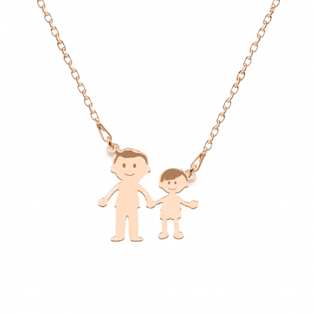 Family - Colier personalizat tata si copilul din argint 925 placat cu aur roz [1]