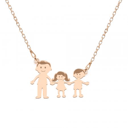Family - Colier personalizat tata si copilul din argint 925 placat cu aur roz [3]