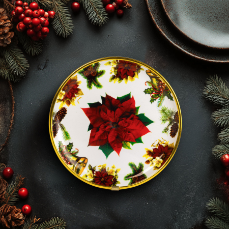 Articole de Sezon, Sarbatori si Evenimente - Farfurie de Crăciun - plastic - crăciuniță - 22 cm