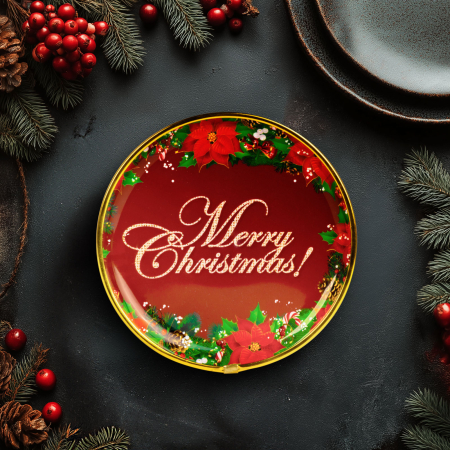 Articole de Sezon, Sarbatori si Evenimente - Farfurie de Crăciun - plastic - "Merry Christmas" - 22 cm