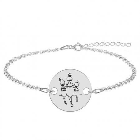 Bratari personalizate - Felicia - Bratara personalizata din argint 925 mama cu doi copii