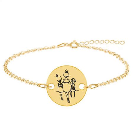 Felicia - Bratara personalizata din argint 925 placat cu aur galben de 24K mama cu doi copii [2]