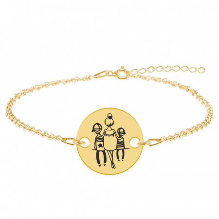 Felicia - Bratara personalizata din argint 925 placat cu aur galben de 24K mama cu doi copii [1]