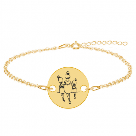 Bratari personalizate - Felicia - Bratara personalizata din argint 925 placat cu aur galben de 24K mama cu doi copii