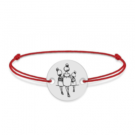 Bratari personalizate - Felicia - Bratara personalizata din argint 925 si snur mama cu doi copii