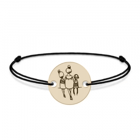 Felicia - Bratara personalizata snur banut mama si doi copii din  Aur 14 karate - 0,51 grame,12 mm [2]