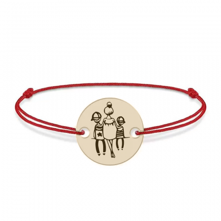 Felicia - Bratara personalizata snur banut mama si doi copii din  Aur 14 karate - 0,51 grame,12 mm [1]