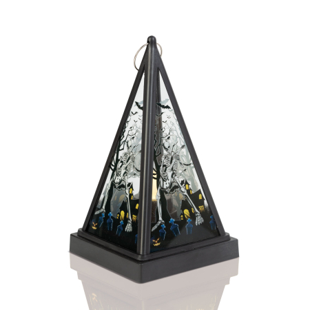 Felinar LED Halloween - schelet - alb cald - negru - 9,5 x 9,5 x 17 cm - 2 x AAA [0]