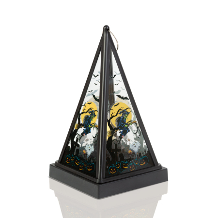 Pentru casa - Felinar LED Halloween - vrăjitoare - alb cald - negru - 9,5 x 9,5 x 17 cm - 2 x AAA