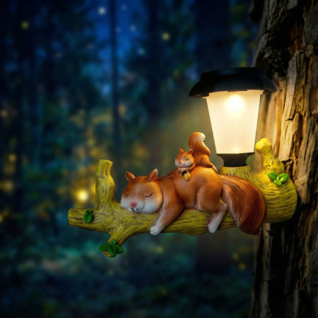 Pentru casa - Figurina solara LED, veverita agatabila, LED alb cald, 25 x 6 x 19 cm, decor gradina