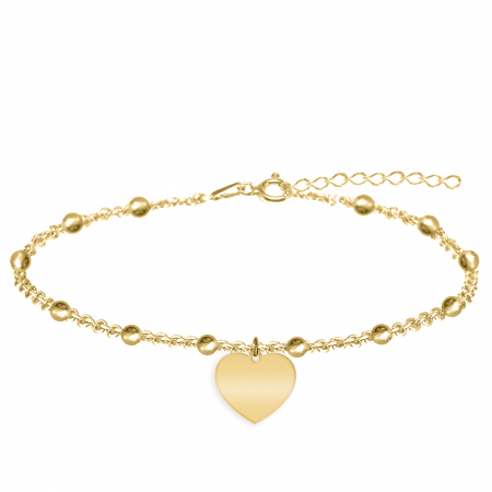 Bratari pentru picior - Filiz - Bratara personalizata tip salba pentru picior cu inimioara din argint 925 placat cu aur galben 24K