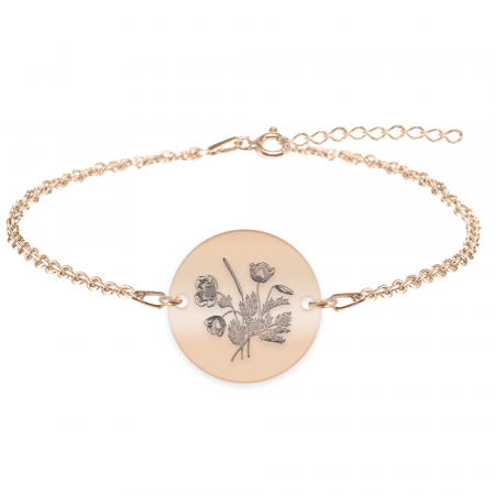 Bijuterii personalizate - Flora - Bratara personalizata buchet flori banut din argint 925 placat cu aur roz