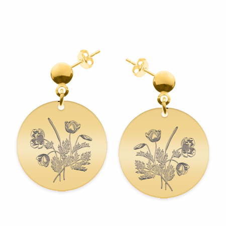 Cercei personalizati - Flora - Cercei personalizati buchet flori banut cu tija din argint 925 placat cu aur galben 24K