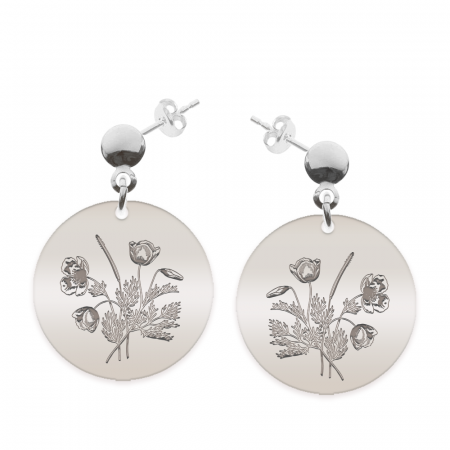 Bijuterii din argint - Flora - Cercei personalizati buchet flori cu tija din argint 925