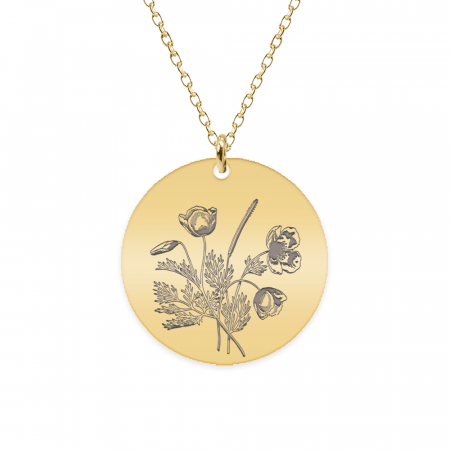 Bijuterii placate cu aur - Flora - Colier personalizat buchet flori banut din argint 925 placat cu aur galben 24K