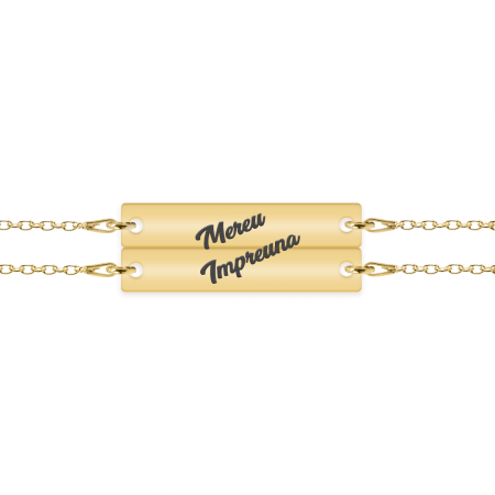 Seturi - Forever - Set bratari din argint 925 placat cu aur galben 24K tablite personalizate pentru cuplu