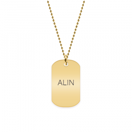 Bijuterii placate cu aur - Freedom - Colier din argint 925 placat cu aur galben 24K dog tag personalizat
