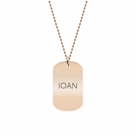 Bijuterii placate cu aur - Freedom - Colier din argint 925 placat cu aur roz dog tag personalizat