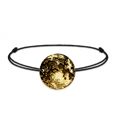 Bratari personalizate - Full Moon - Bratara personalizata snur cu banut din argint 925 placat cu aur galben 24K Luna plina