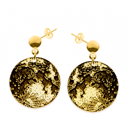 Cercei personalizati - Full Moon - Cercei personalizati luna plina din argint 925 placat cu aur galben 24K