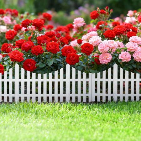 Amenajare si Decor Gradina - Gard gradina decorativ flori, 60x33 cm, separator gazon, plastic alb U