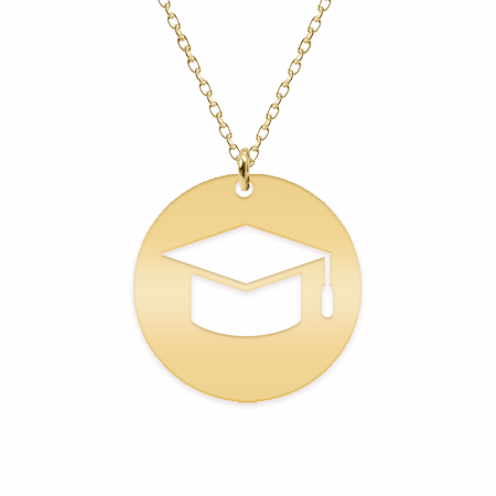 Bijuterii placate cu aur - Gaudeamus - Colier personalizat absolvire din argint 925 placat cu aur galben 24K