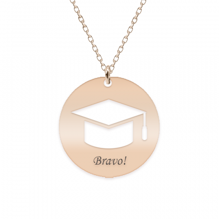 Bijuterii placate cu aur - Gaudeamus - Colier personalizat absolvire din argint 925 placat cu aur roz
