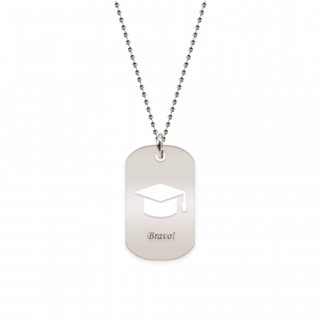 Lantisoare cu text personalizat din argint - Gaudeamus - Colier personalizat absolvire dog tag din argint 925