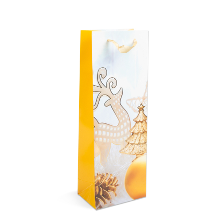 Geanta cadou sticle - hartie, Craciun - 360 x 127 x 83 mm - 4 tipuri / pachet [3]