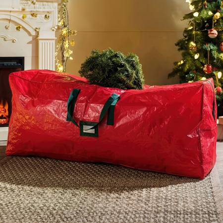 Articole de Sezon, Sarbatori si Evenimente - Geantă de depozitare pentru brad artificial - PVC țesut - roșu - 165 x 38 x 76 cm