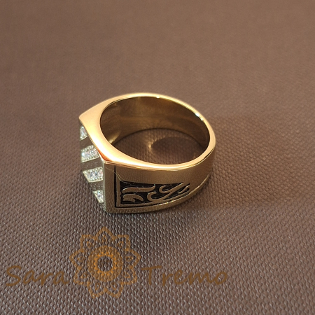 Ghiul cu cristale zirconia și decoruri laterale negre, lățime 1.3 cm [4]