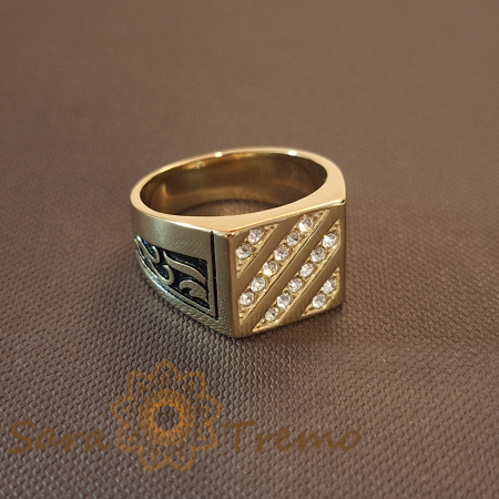 Ghiul cu cristale zirconia și decoruri laterale negre, lățime 1.3 cm [3]