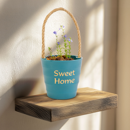Pentru casa - Ghiveci decorativ suspendat 9 cm cu snur, 4 culori, pentru plante sau depozitare, decor interior