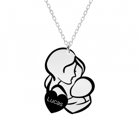 Lantisoare si coliere din argint - Grace - Colier din argint 925 Mama si bebe personalizat cu nume