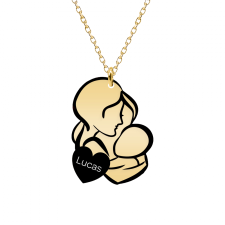 Bijuterii placate cu aur - Grace - Colier din argint 925 placat cu aur galben 24K Mama si bebe personalizat cu nume