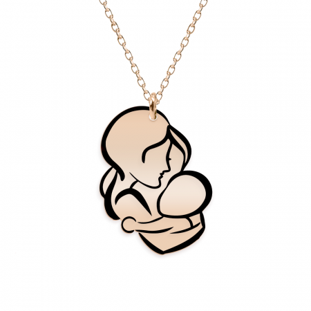 Grace - Colier din argint 925 placat cu aur roz Mama si bebe personalizat cu nume [1]