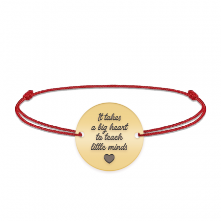 Bijuterii personalizate - Graduatio - Bratara personalizata snur profesoara/invatatoare din argint 925 placat cu aur galben 24K