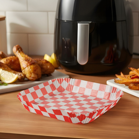 Casa si Gradina - Hârtie de copt pentru Air fryer - pentru gătit fără ulei - carouri, pătrat - 20 cm - 50 bucăți / pac