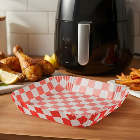 Casa si Gradina - Hârtie de copt pentru Air fryer - pentru gătit fără ulei - carouri, pătrat - 23 cm - 50 bucăți / pac