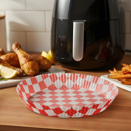 Casa si Gradina - Hârtie de copt pentru Air fryer - pentru gătit fără ulei - carouri, rotund - 23 cm - 50 bucăți / pac