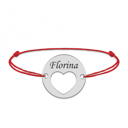 Bratari personalizate - Heart - Bratara snur personalizata banut cu nume si inimioara din argint 925